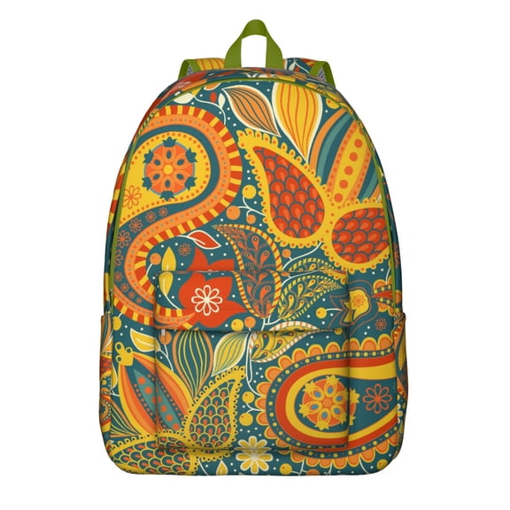 Paisley Backpack for School College Gift, Boho Chic Durable Daypack with Laptop Sleeve, Multiple Organizer Pockets, Lightweight