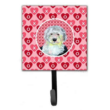 Caroline's Treasures Old English Sheepdog Valentine's Love and Hearts Leash Holder and Key Hook
