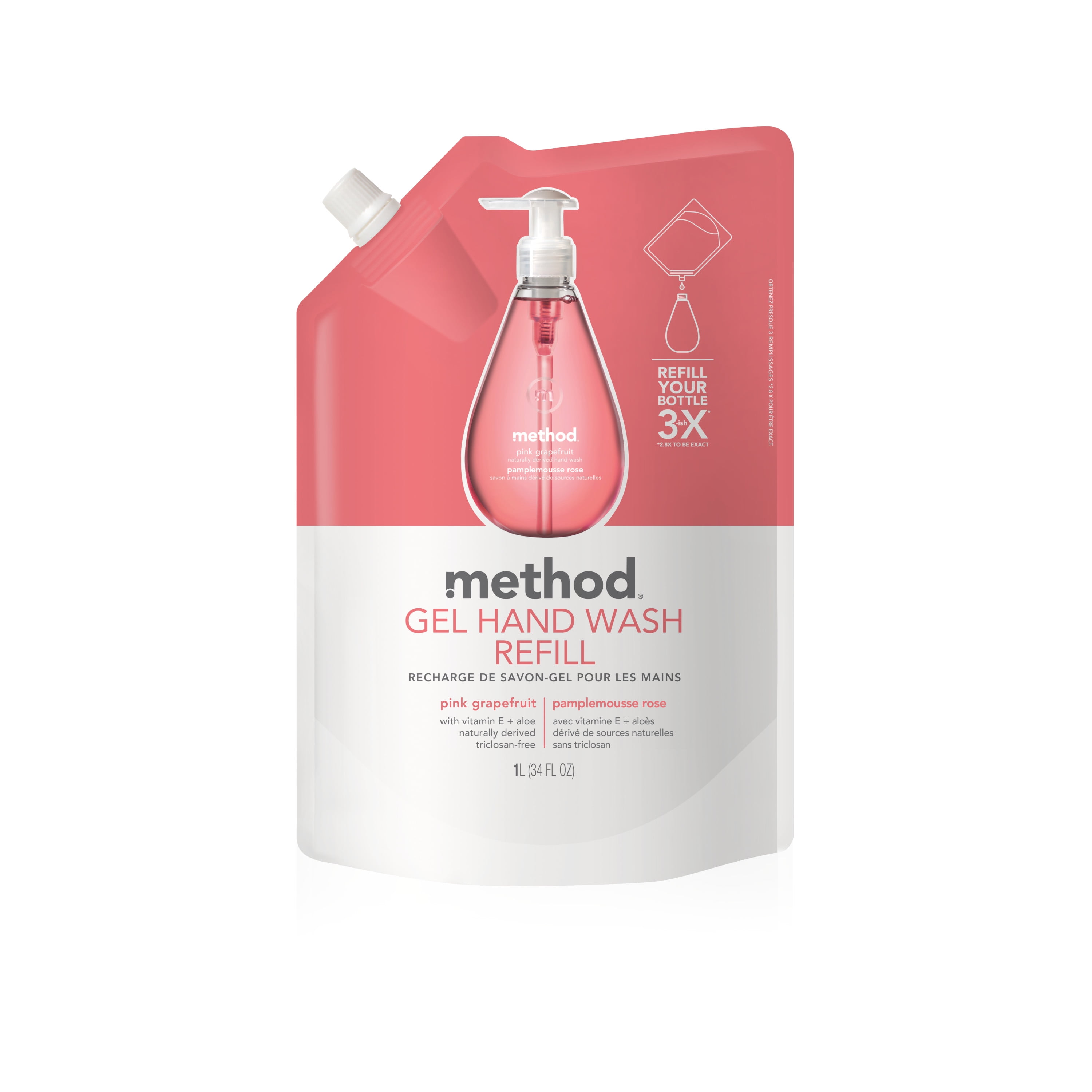 Method Gel Hand Soap Refill, Pink Grapefruit, 34 Ounce - Walmart.com Method Gel Hand Soap Refill, Pink Grapefruit, 34 Ounce - Walmart.com