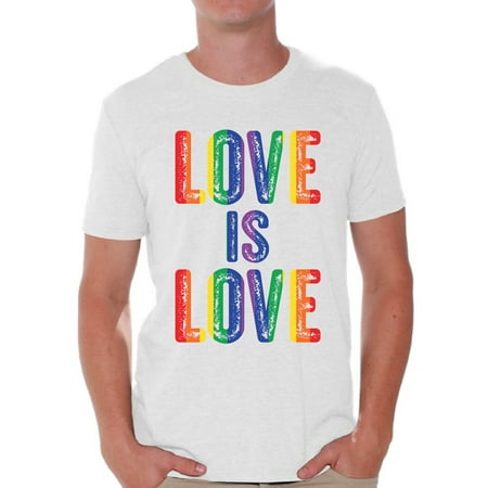 Awkward Styles Love is Love Shirt for Men LGBTQ Shirts Gay Pride Gifts for Him Men's Love Is Love Graphic T-shirt Tops Love Graphic T-shirt (Best Love Poems For Him Short)