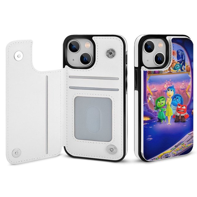 Funda tipo cartera con tarjetero para iPhone 14, de piel sintética con tapa trasera tipo folio, función atril, ranuras para tarjetas, para mujeres y niñas, con doble cierre magnético, a prueba de