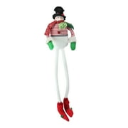 24" Whimsical Red & Green Poseable Plush Snowman Christmas Shelf Sitter