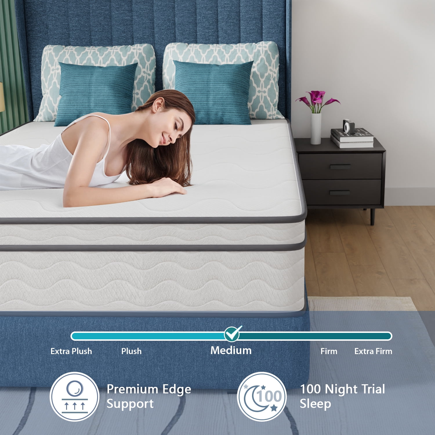 12 Inch Full Mattress with Innerspring and Foam/Medium Firm Spring Mattress Full Size Mattress in a Box Cool Sleep Pressure Relief
