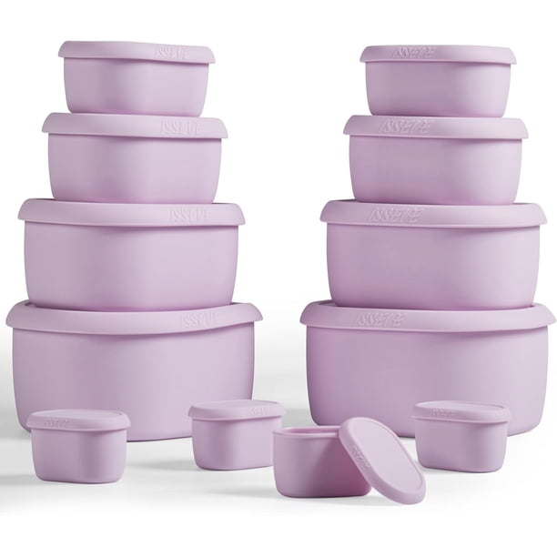 Juego de 12 recipientes de silicona para almacenar alimentos con tapas, sin BPA, reutilizables, herméticos, aptos para lavavajillas y congelador (33,8 oz, 20 oz, 10 oz, 6,7 oz, 1,3 oz)