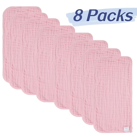 AUQ 8 Pack Muslin Burp Cloths Baby Burp Clothes - Burp Rags for Boy Girls Muslin Bibs 6 Layers Large 20''x10'' 100% Cotton Hand Washcloths Soft Absorbent