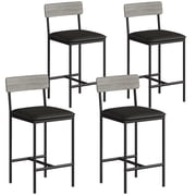 Bar Stools Set of 4, Kitchen Bar Stools with Footrest, PU Upholstered Counter Height Barstools, Bar Chairs with Back for Dining Room, Kitchen, Party, Apartment, Counter Bar, Easy Assembly