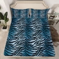 thumbnail image 2 of Homewish Boys Girls Zebra Print 4 Pieces Queen Sheet Sets,Abstract Geometric Stripes Ultra Soft Flat Sheet,Black Blue Queen Fitted Sheet,Ultra Soft Home Decor, 2 of 7