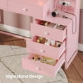 thumbnail image 4 of AMUZER Vanity Desk with Mirror and Lights, Makeup Vanity with Charging Station, 5 Drawers, Storage Shelves, Morden Pink Makeup Table for Girls Women, 4 of 8