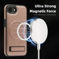 thumbnail image 4 of ELEHOLD Leather Case For iPhone 16e Magnetic Shockproof Cover, Mag Safe Compatibl, with Invisible Magnet Kickstand, Rosegold, 4 of 8