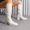 Beige, variant on Womens Fashion Platform Chunky Heel Knee-High Boots with Square Toe Side Zipper - Solid Color Y2K Style for Autumn/Winter 2026