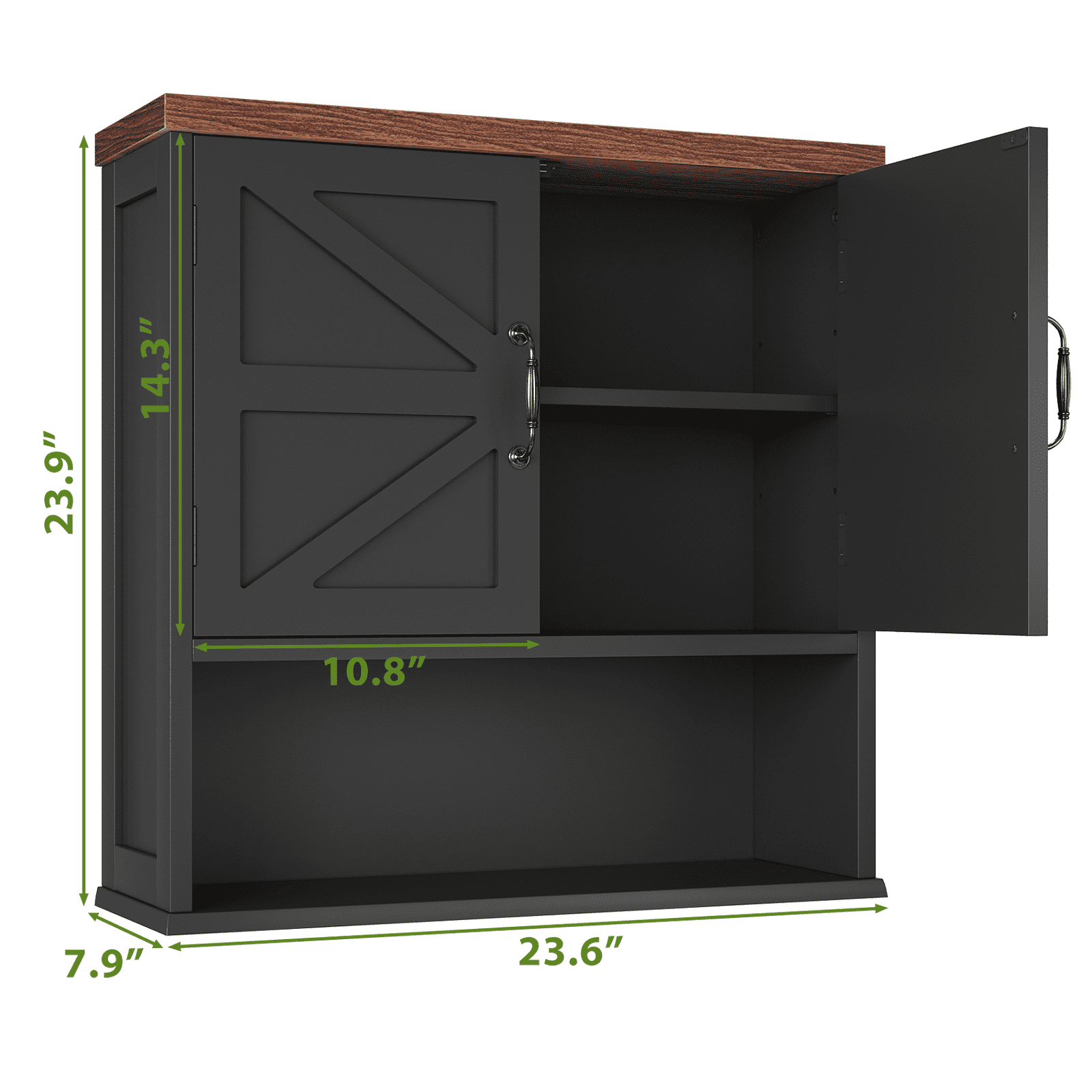 Smuxee Bathroom Cabinet Storage with Bathroom Shelf, Over the Toilet Storage Wall Cabinet,Black