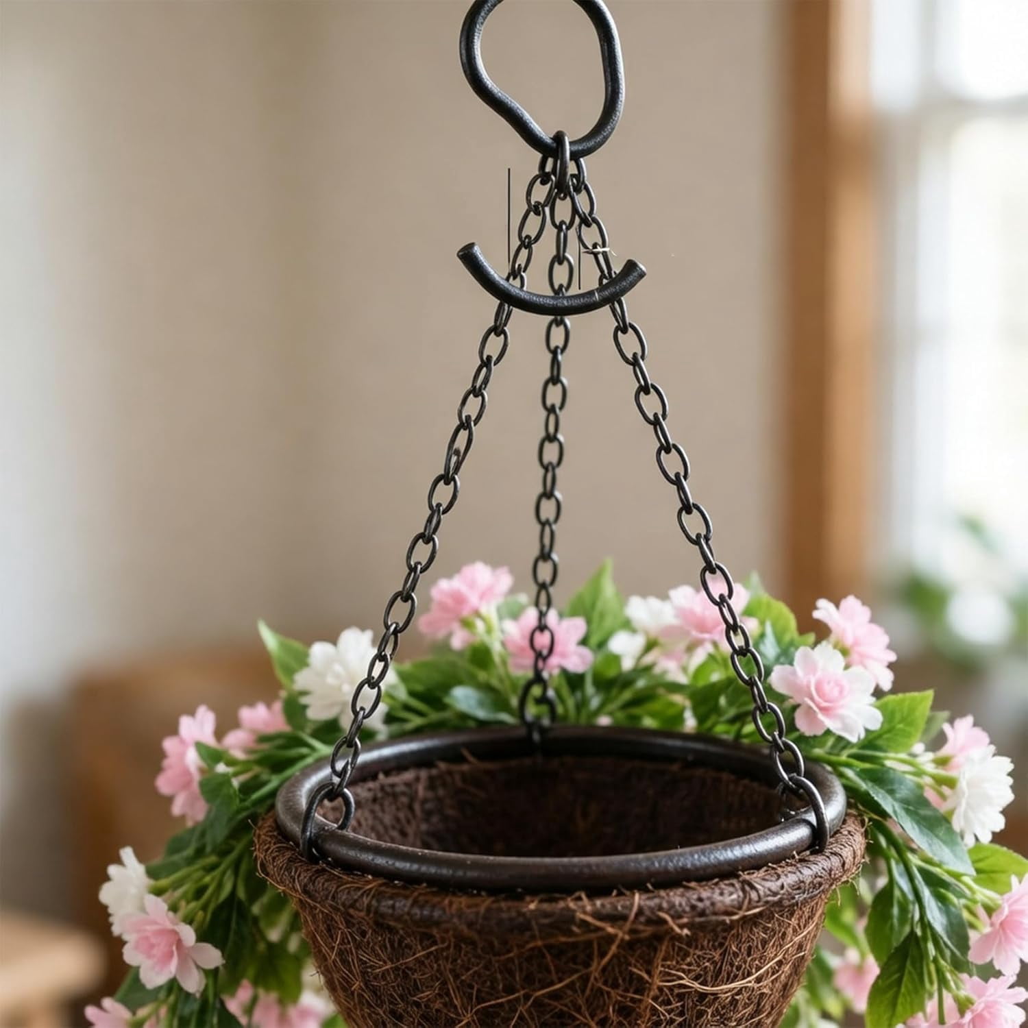 15" Faux Crepe Myrtle Hanging Baskets – Set of 2, 2026 improvements Artificial Hanging Flowers for Outdoors, UV Resistant Realistic Flowers, Faux Greenery for Indoor (Purple)
