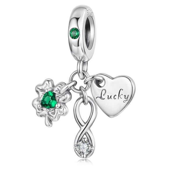 Four-leaf Clover Pendant Charm 925 Sterling Silver Charm, Gift Box Packaging
