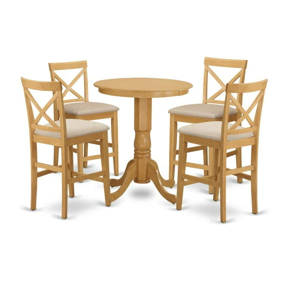 East West Furniture EDPB5-OAK-C 5 PC counter height pub set-pub Table and 4 counter height Chairs