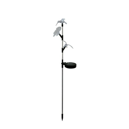 Alpine 072058 Solar Dual Garden Stake with Hummingbird & Flower, 30"