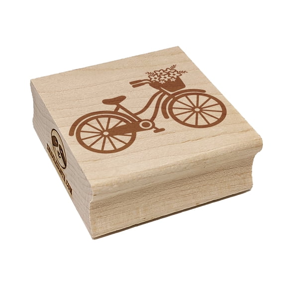 Bike with Flowers Square Rubber Stamp Stamping Scrapbooking Crafting - Medium 1.75in
