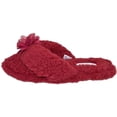 thumbnail image 5 of Cute Plush Cozy Sherpa Shearling Thong Slide Womens Flip Flops Flower Slippers (US 7-8, Wine), 5 of 5