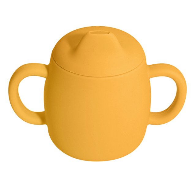 Vaso de silicona con forma de pico de pato y vaso de entrenamiento, boca suave y asa de fácil agarre, adecuado para bebés mayores de 6 meses.