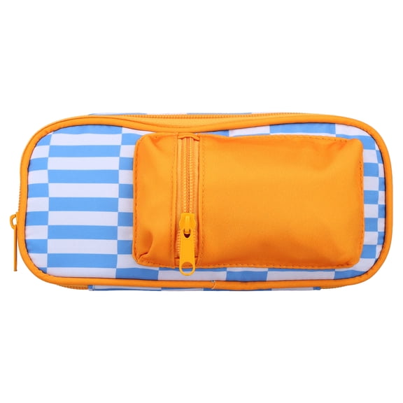 Pen+Gear Striped Pencil Pouch, Blue and Orange