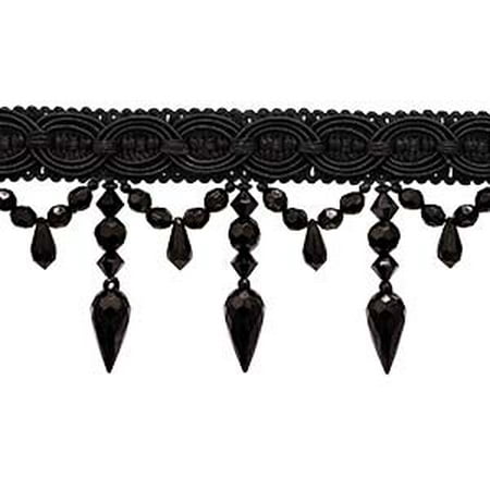 - Black 3.75 Inch Beaded Tassel Fringe, Style# BF334 Color: BLACK - K9 (Sold by The Yard)