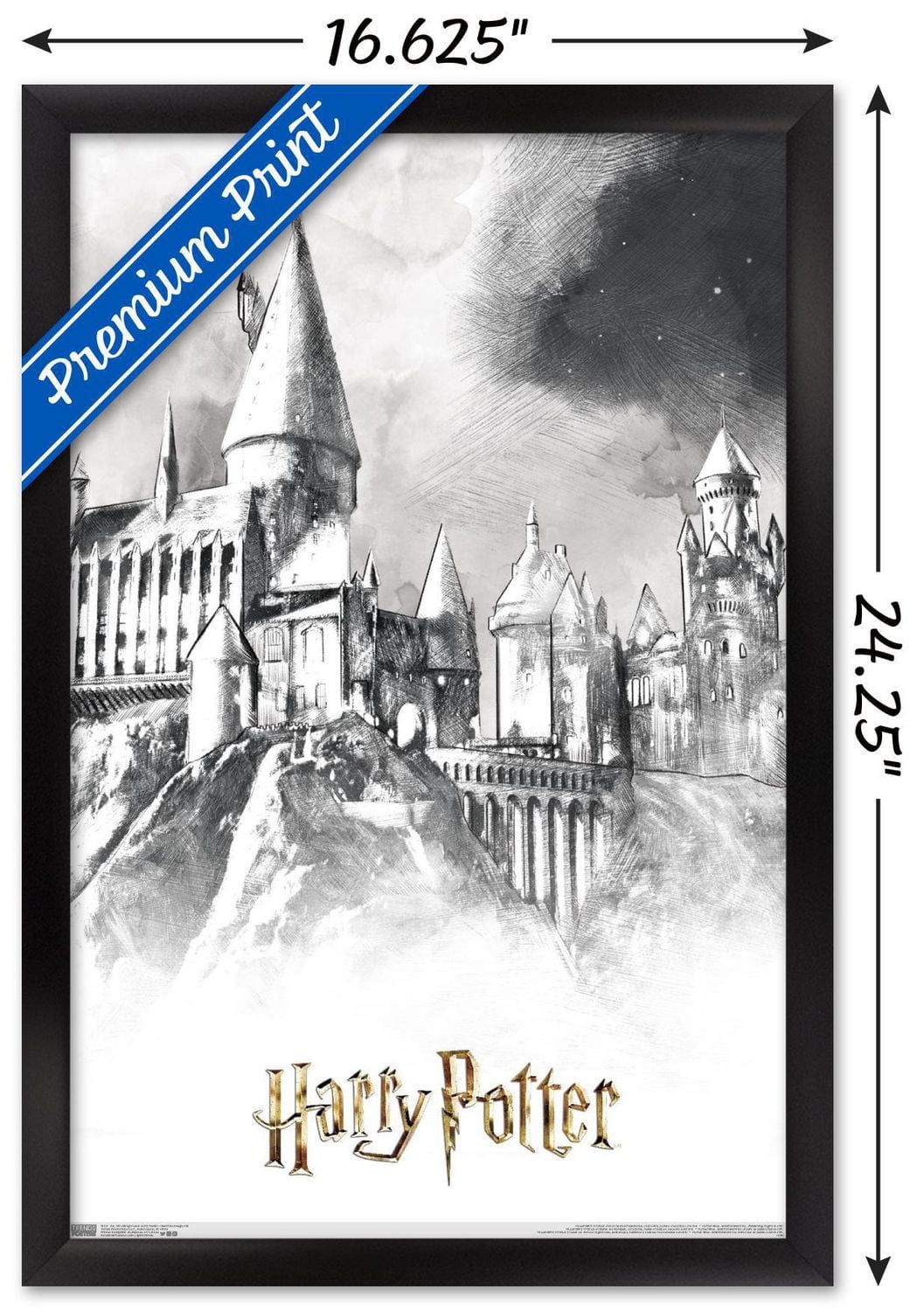 The Wizarding World: Harry Potter - Illustrated Hogwarts Wall Poster, 22.375" x 34"
