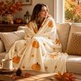 thumbnail image 4 of Sahpxhe Halloween Throw Blanket Nap Blanket,Soft Flannel Festive Pumpkin Print Decorative Cover for Sofa Couch Bed Living Room Holiday Party Ornament,39.37x27.56in Multicolor-S, 4 of 6