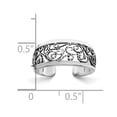 thumbnail image 3 of Auriga 925 Sterling Silver Antiqued Floral Toe Ring for Women, 3 of 6