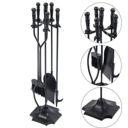 Goplus 5 Pcs Hearth Tool Fireplace Set Fire Tools Set Black Home