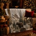 thumbnail image 3 of Rustic Wilderness Bear Moose Collage, Peaceful Mountain Lake Scene, Warm Flannel Blanket for Cabin and Lodge with Detailed Artwork, Outdoor Lovers Camping Gift, Rustic Home Decor, 3 of 9
