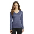thumbnail image 1 of Sport-Tek Camiseta de manga larga con cuello en V Heather Contender para mujer LST360LS True Navy deporte-tek LST360LS, 1 of 1