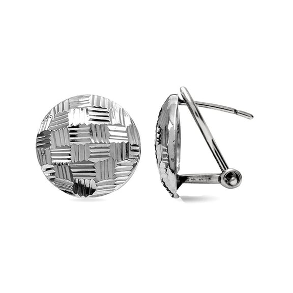 LeCalla 925 Sterling Silver Light-Weight Half-Round Diamond-Cut Omega Back Earrings for Women and Teen 12MM