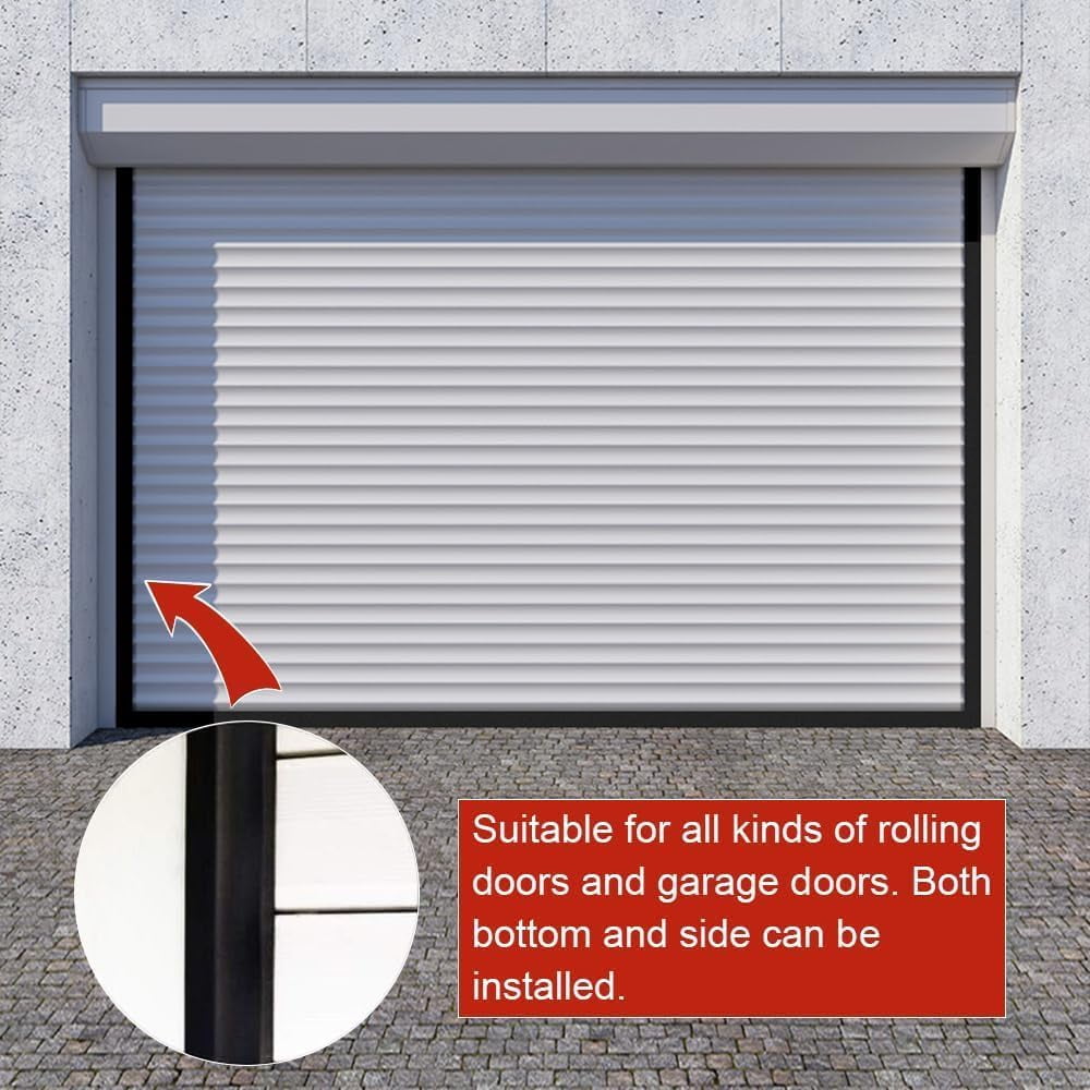 Universal Garage Door Seals Bottom Rubber, Garage Door Rubber Seal Strip Replacement, 20 Feet Weatherproofing Garage Door Weather Stripping with Nails