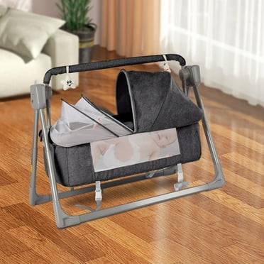 Electric Baby Cradle Swing with 5-Speed Vibration, Mosquito Net & Remote Control, Foldable & Safe for 0-36 Months
