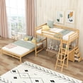 thumbnail image 2 of Abrihome Twin over Full Bunk Bed with Built-in Desk and Three Drawers,Natural, 2 of 7