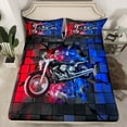 thumbnail image 2 of Erosebridal Black Dirt Bike Bed Sheets Set Queen Size,Geometric Plaid Bedding Sets Queen Size,Extreme Sports Bed Sheets Queen,Microfiber Buffalo Room Decor,4-Piece, 2 of 7