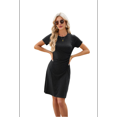 thumbnail image 4 of Round Neck Short Sleeve Dress Black S, 4 of 7