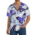 thumbnail image 2 of Picia Butterflies Men's Linen Shirts Short Sleeve Cuban Beach Shirts Casual Shirts Button Down Shirt for Men Beach Summer Wedding Shirt-Small, 2 of 7