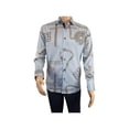 thumbnail image 2 of Men Sports Shirt by DE-NIKO Long Sleeves Fashion Print Soft Modal 2F008 Gray, 2 of 9
