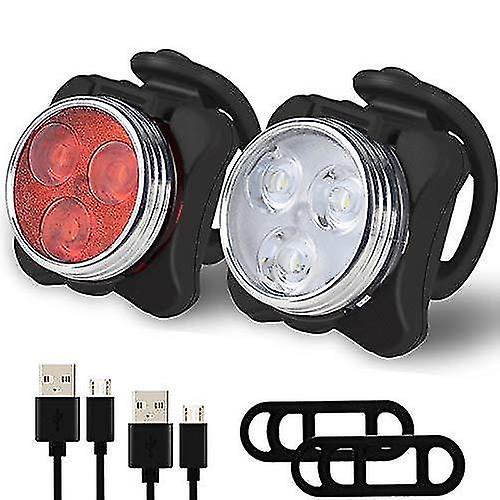 Juego de luces para bicicleta, luz para bicicleta recargable USB súper brillante, luz para bicicleta de carretera de montaña impermeable Ipx4, luz delantera recargable y luz trasera