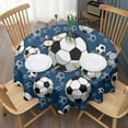 thumbnail image 3 of Blue Soccer Balls Pattern Round Tablecloth 60"x60",Wrinkle Wipeable Table Cloth for Kitchen Dining Room Picnic Patio Party, 3 of 6