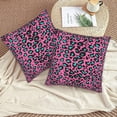 thumbnail image 5 of Rose Red Leopard Pattern Throw Pillow Covers Set of 2 Pillow Cushion Cases Square Pillowcases for Sofa Bedroom Living Room Car, 16 X 16 Inch, 5 of 6