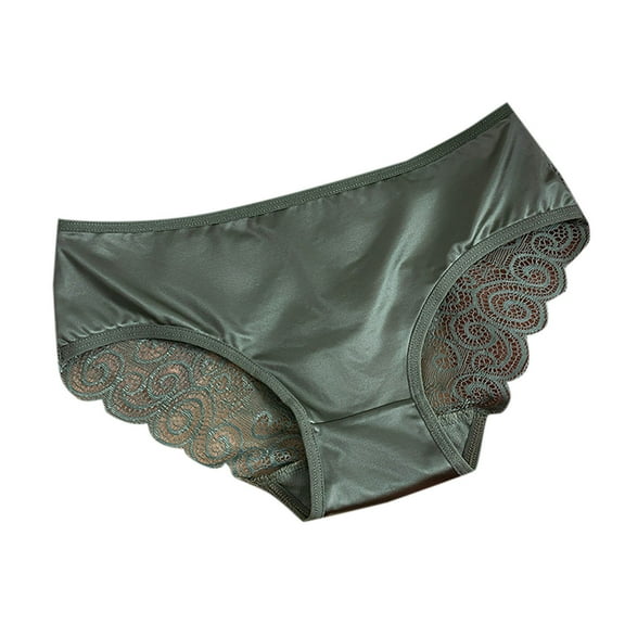 Lace Bow Briefs for Women Mid Low Waist Hollow Out Mesh Gauze Underpants Solid Color Underpanties Breathable Panties