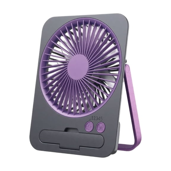 Portable Mini Desk Fan, Thin Card-Style Lightweight Usb Personal Fan with Warm Ambient Light, Adjustable 5 Speed Settings for Home Office Outdoor Travel, Purple, 1 Unit