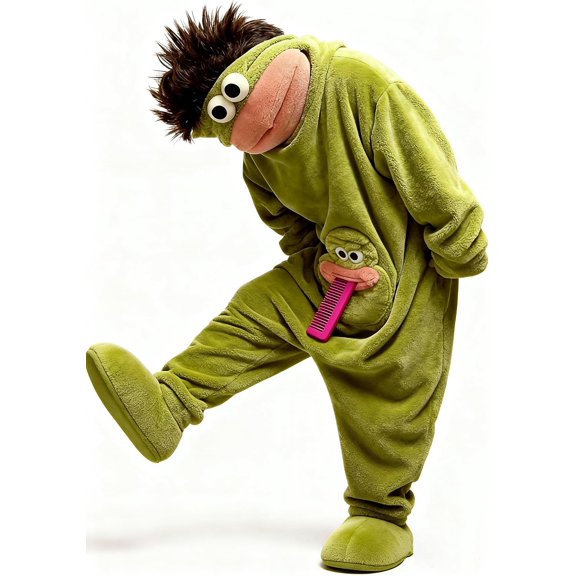 Funny Big Mouth Monster Onesie Pajamas with Big Comb(Excluding Shoes) | Loose Fit, Thick Plush Fabric, All-Day Comfort, Sleep & Party Wear, Novelty Hood Design