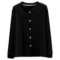 thumbnail image 2 of Lixiuxyad Womens Cardigans Loose Fit Fleece Button Front Cardigan Warm Thermal Soft Casual Outerwear Coat For Home And Outdoors,Black, 2 of 5
