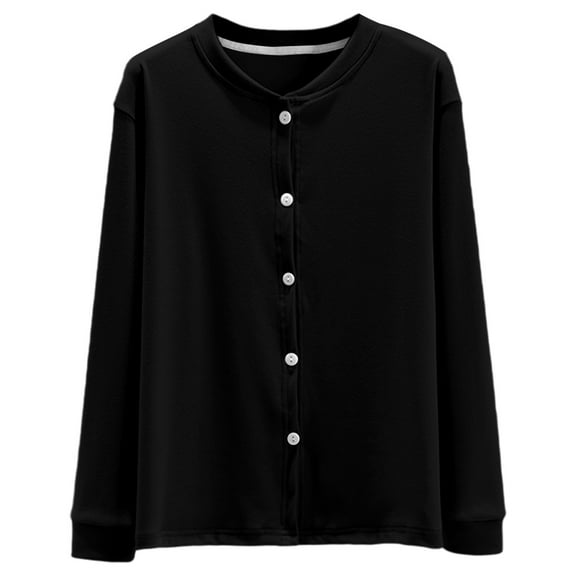 DHFJKG Womens Warm Thermal Tops Loose Fit Button Front Solid Color Cardigan For Home And Outdoors Soft Comfort Coat