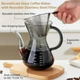 thumbnail image 4 of MaxxMarket - Pour Over Coffee Maker with Double Stainless Filter 34 fl oz, Thickened Heat-Resistant Borosilicate Glass Pour Over Coffee Dripper, Stovetop Safe, 4 of 16