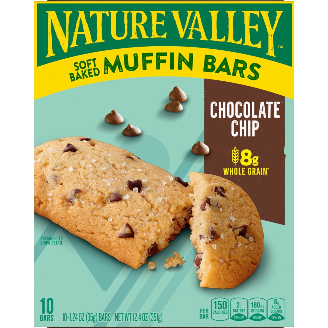 (6 pack) Nature Valley Soft Baked Muffin Bars, Chocolate Chip, Snack Bars, 10 Bars, 12.4 oz
