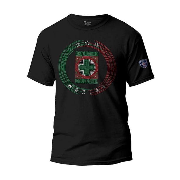 Playera Tirando Rostro Cruz Azul Talla CH tricolor negro