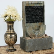 Indoor Water Fountains Indoor Water Fountains - Sunnydaze Half Moon Slate Indoor Tabletop Water Fountain, 16 Inch Tall, 815008026859